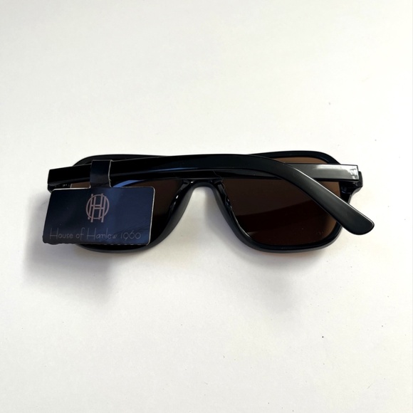 House of Harlow 1960 Aviator Sunglasses Black Double Bridge NWT Acetate Classic - Picture 5 of 6